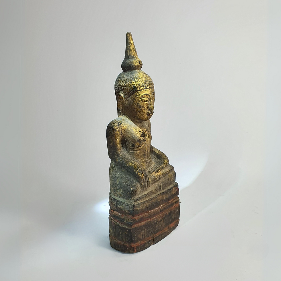 Thumbnail: Exquisite 19th century Laotian Buddha statue with gold leaf finish