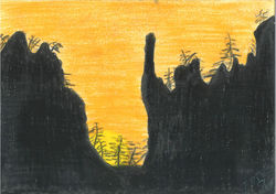 Título: "Escarpas no Pôr do Sol"