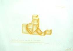 Título: "Estudo de Cubo - Perspetiva Cavaleira Castanho"