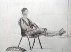 Título: "Estudo de Modelo Sentado Masculino"