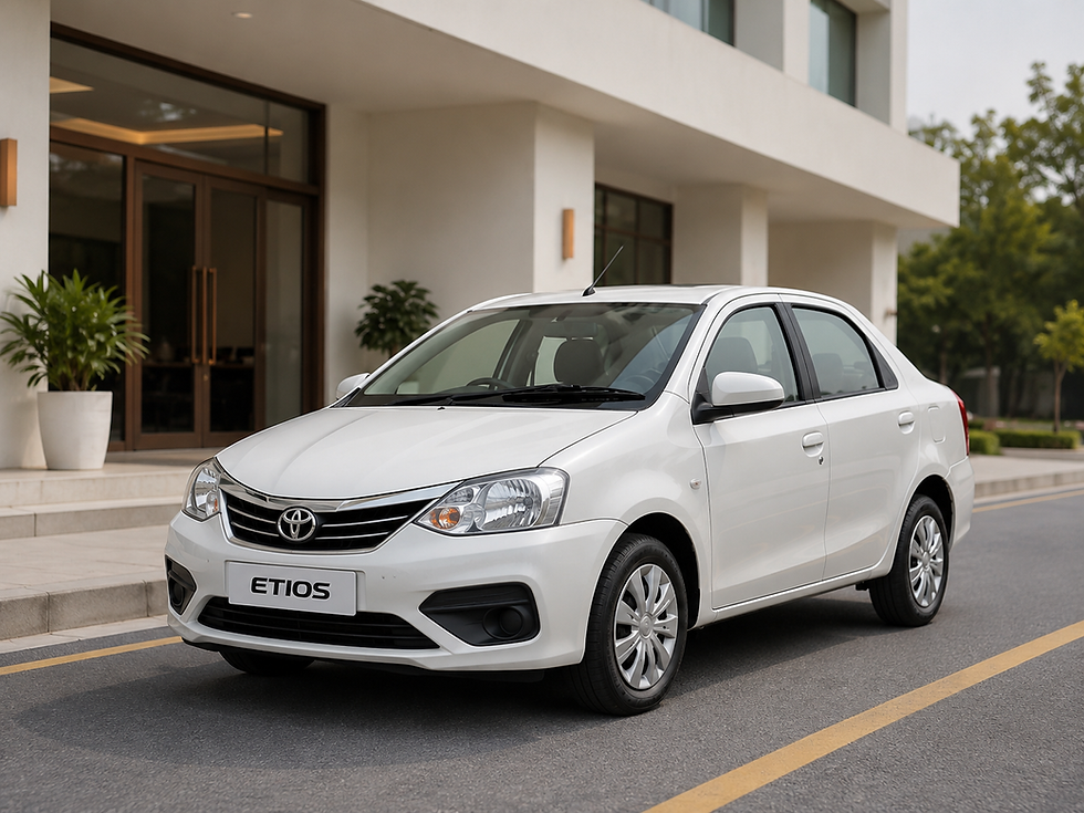 White Toyota Etios for 2 Days Tirumala Package travel