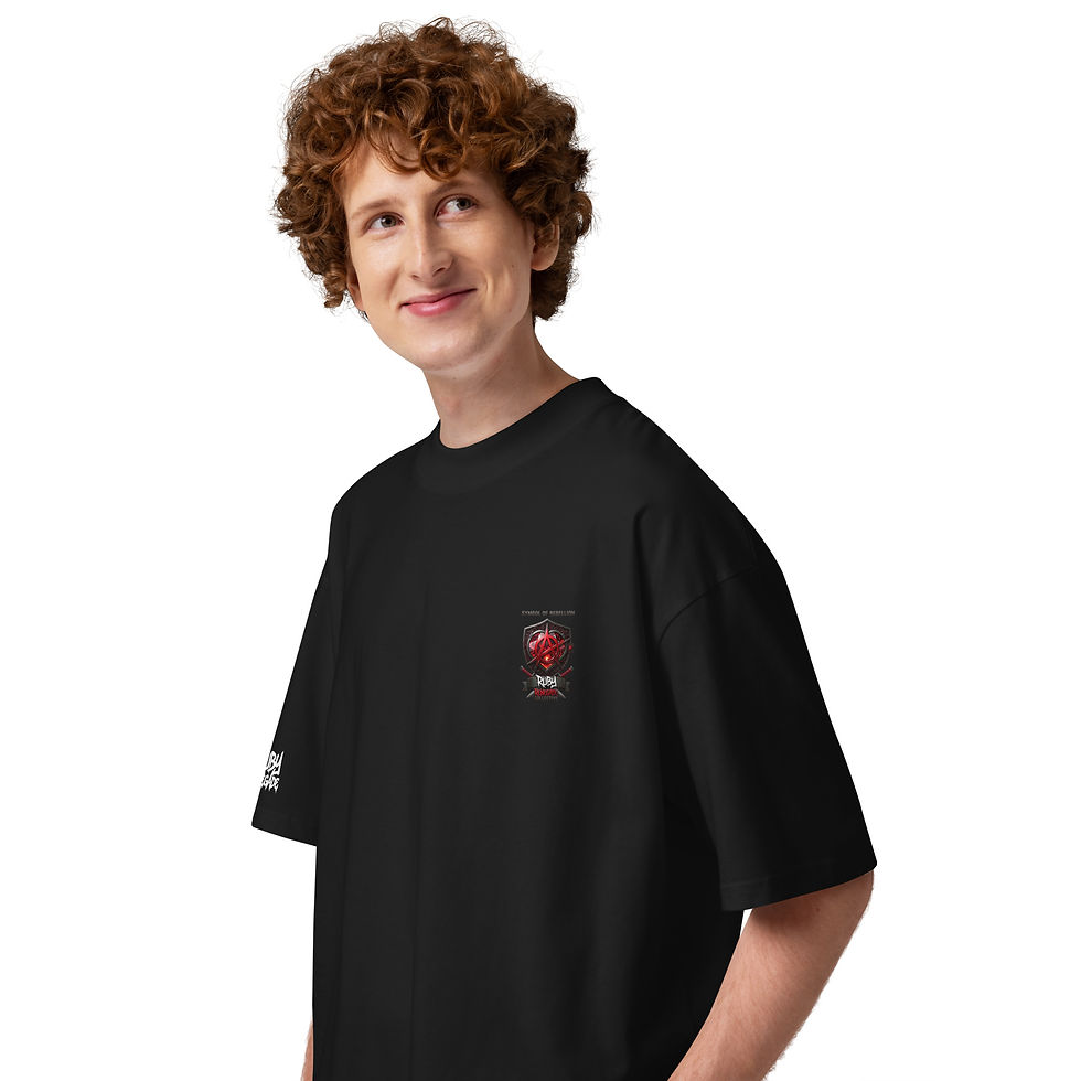 Thumbnail: Geared Up & Masked Unisex organic oversized high neck t-shirt