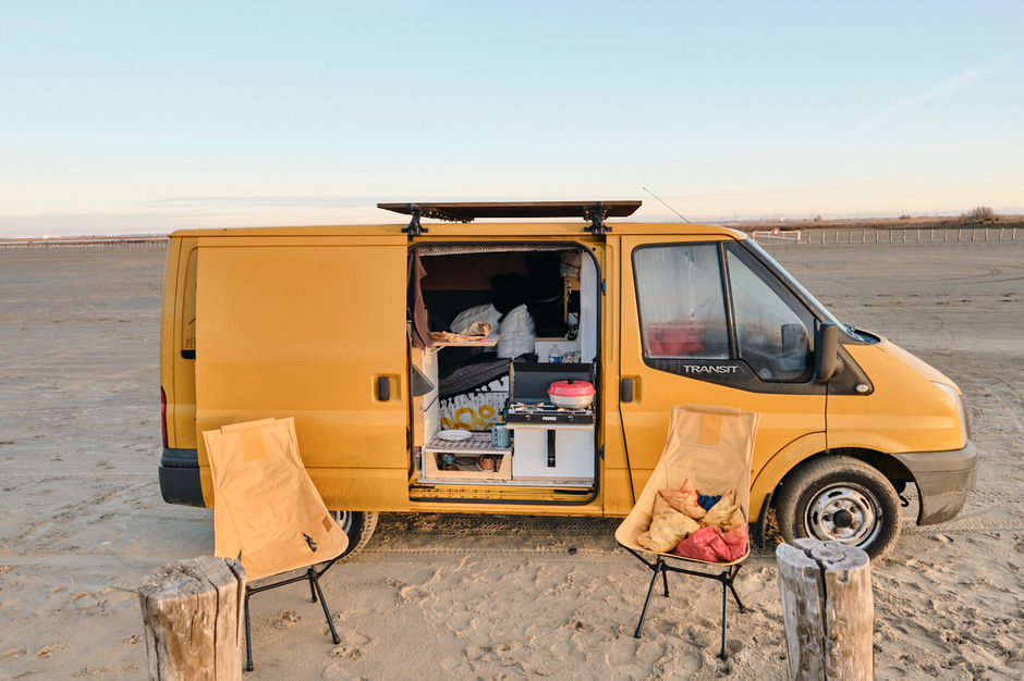 Mit dem Camper am Plage de Piemanson in der Camargue