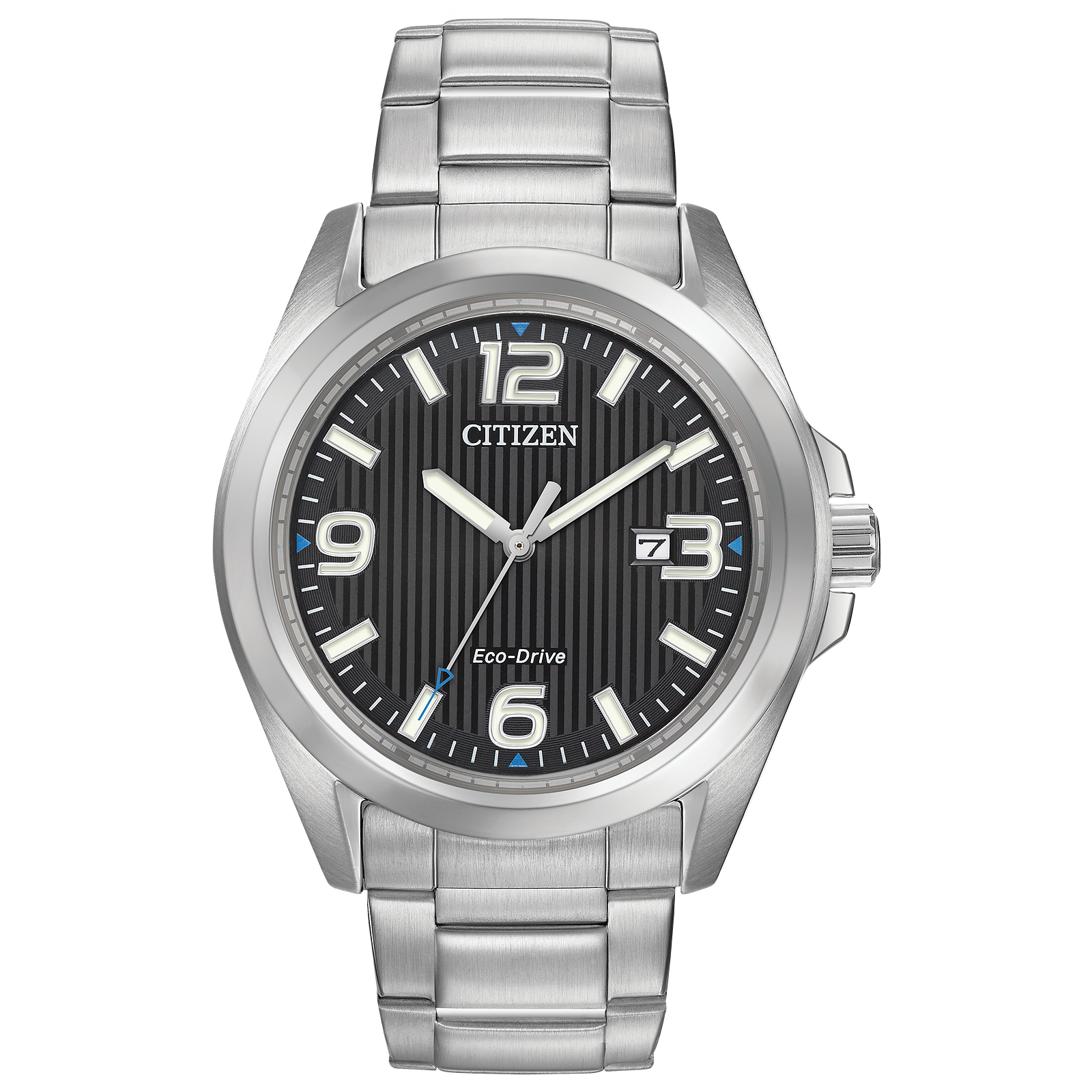 Citizen Men's Eco-Drive Sliver Tone Garrison with Black Dial