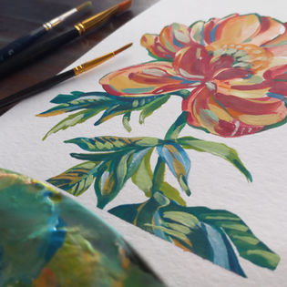Close up photograph of a painting of a flower 