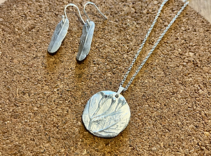 Silver Clay Earrings and pendant