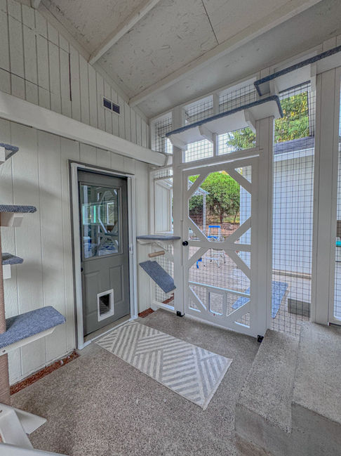 Custom cedar catio patio addition blending with the home exterior, built by The Catio Company in Vancouver, WA.