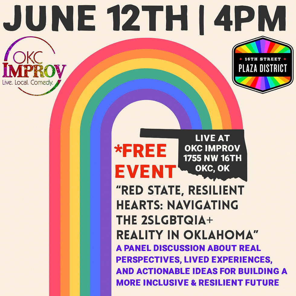 (06/12/26) @ 4PM | PRIDE ON THE PLAZA PANEL - “RED STATE, RESILIENT HEARTS: NAVIGATING 2SLGBTQIA+ REALITY IN OKLAHOMA