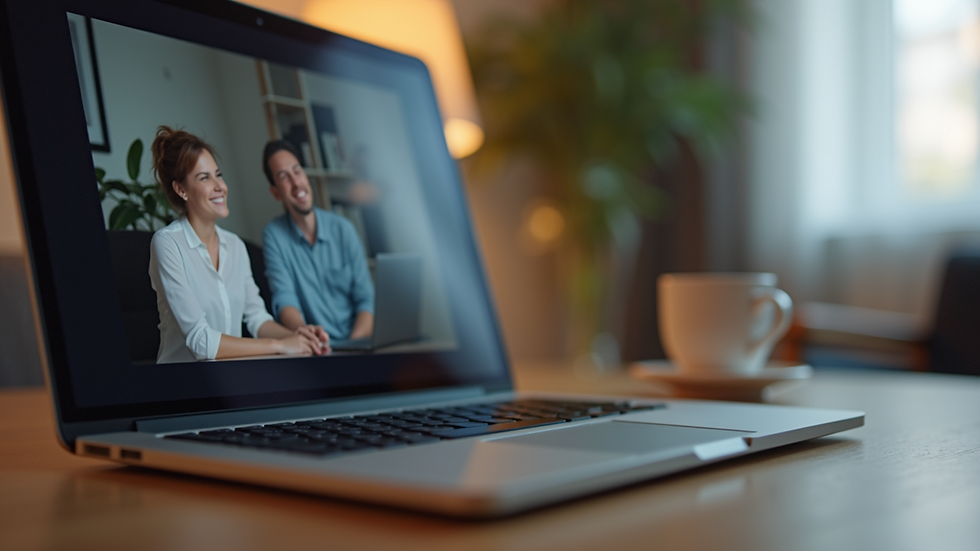 Close-up view of a laptop screen showing an online therapy session