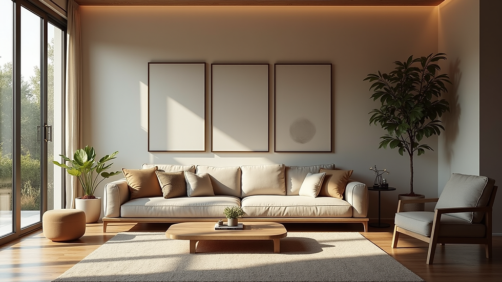 Eye-level view of a cozy living room with modern furnishings
