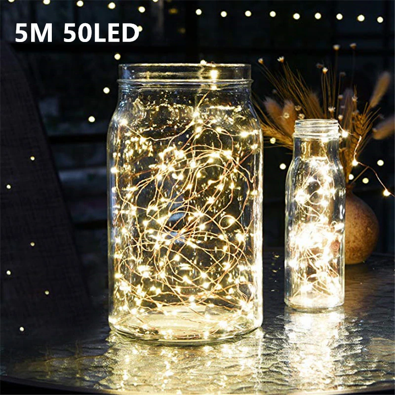 Thumbnail: 5Mtr 50 LED CR2032 Battery Operated LED String Diwali Decoration Flasher Lights