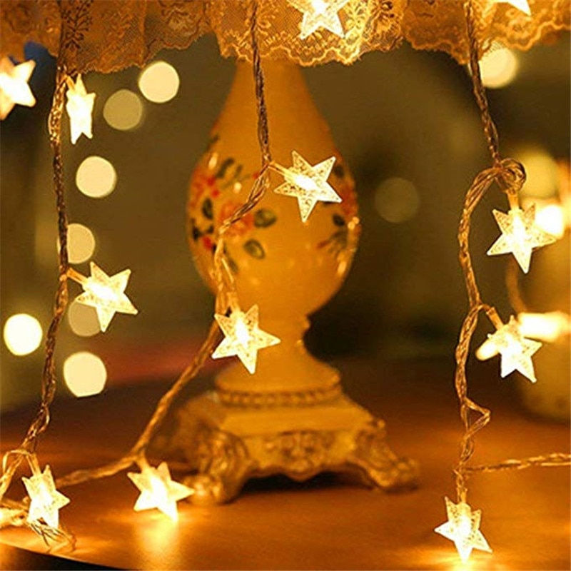 Thumbnail: LED Star Light String Twinkle Garlands Battery Powered Diwali Holiday Decor Lamp
