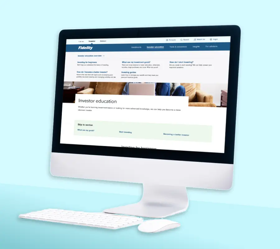 desktop screen with the Fidelity Investments Canada website on it
