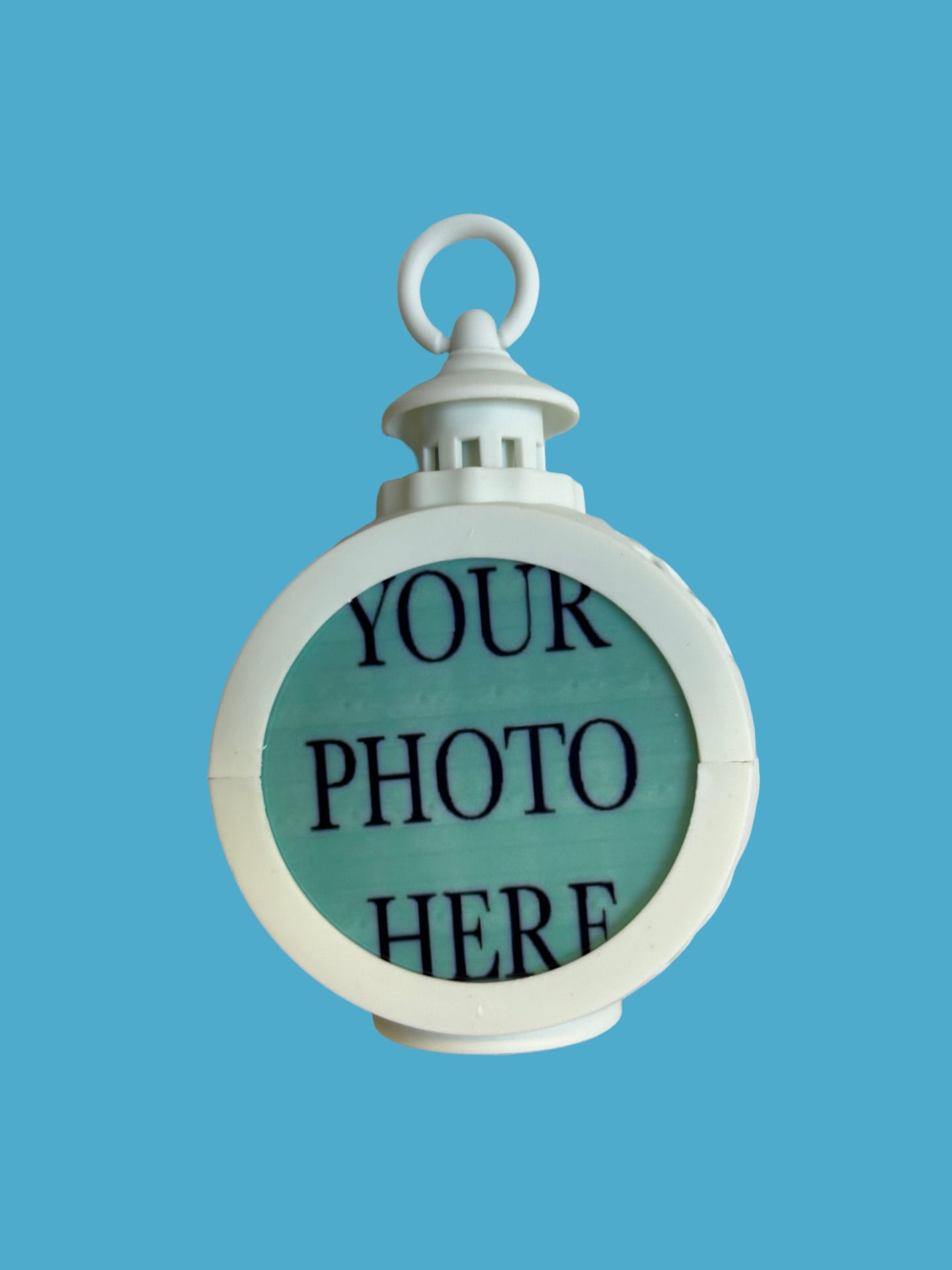 White lantern photo gift, 'Your Photo Here'