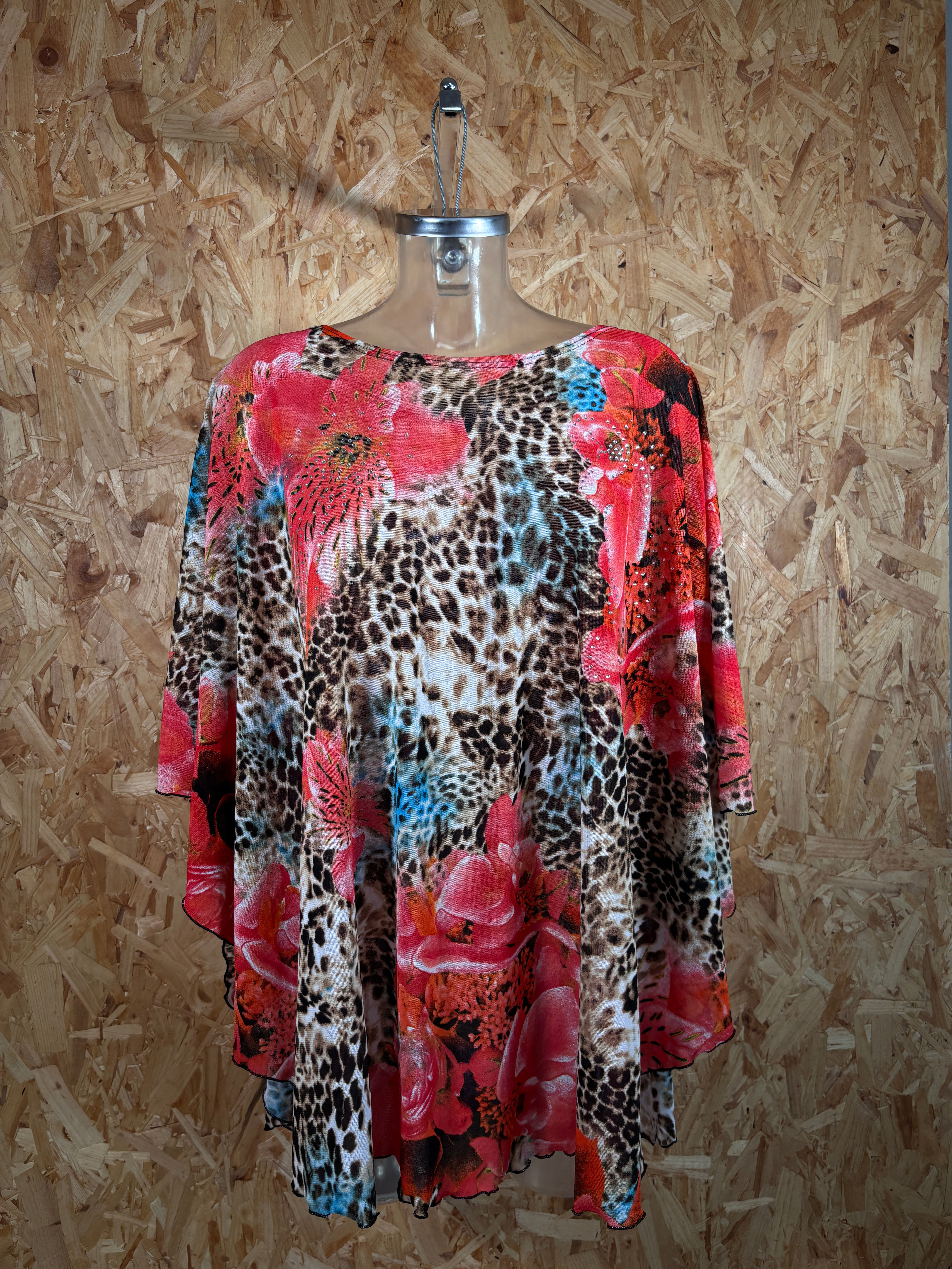 Flowy kaftan style Y2K tiger print top