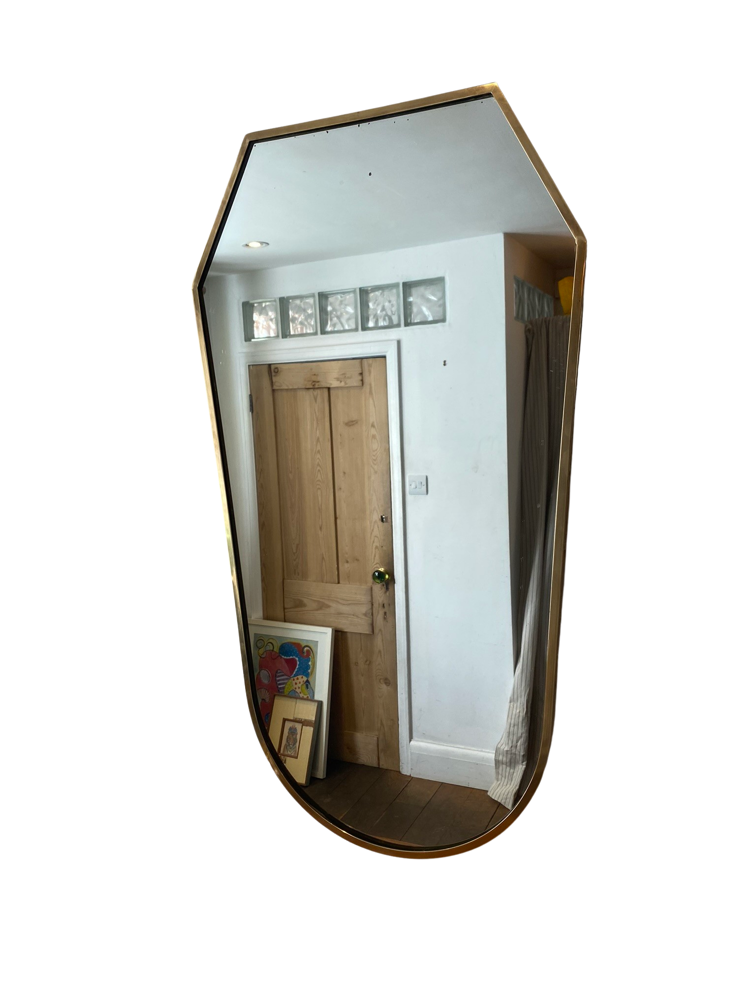Mid-Century Hollywood Regency Italian Brass Framed Mirror, 1950s