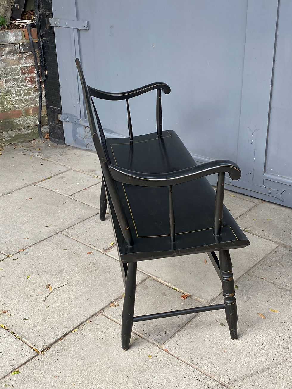 Thumbnail: American Colonial L. Hitchcock Solid Maple Black Harvest Deacons Bench