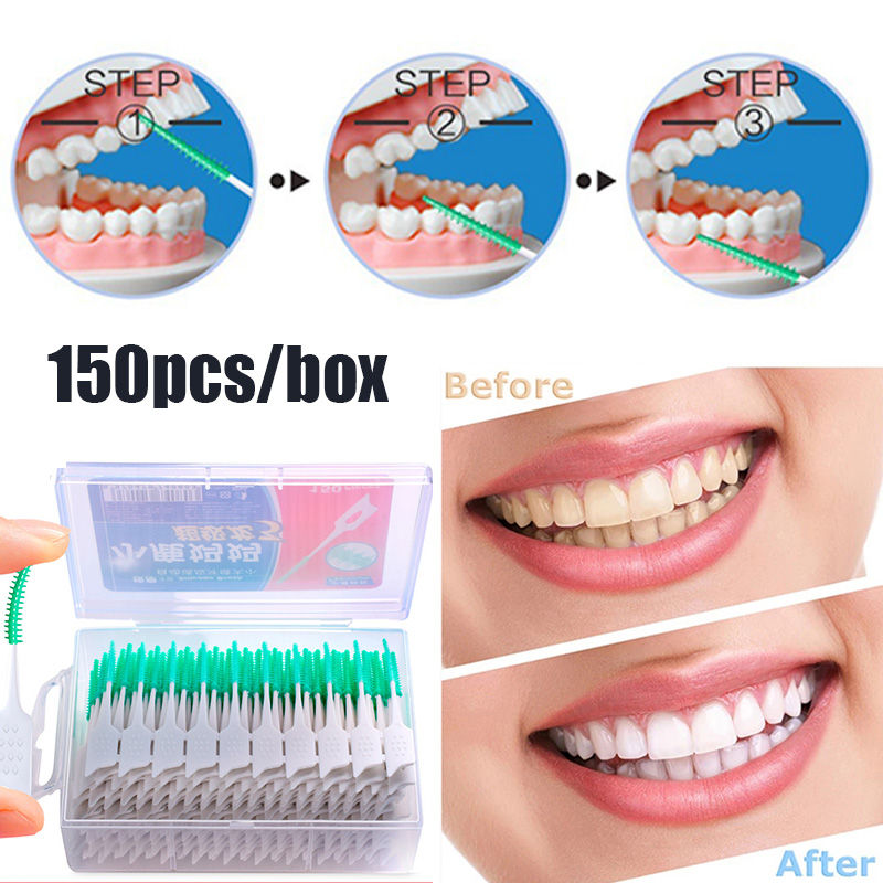 Miniatura: 150 Pcs Soft Rubber Interdental Brushes for Teeth Cleaning