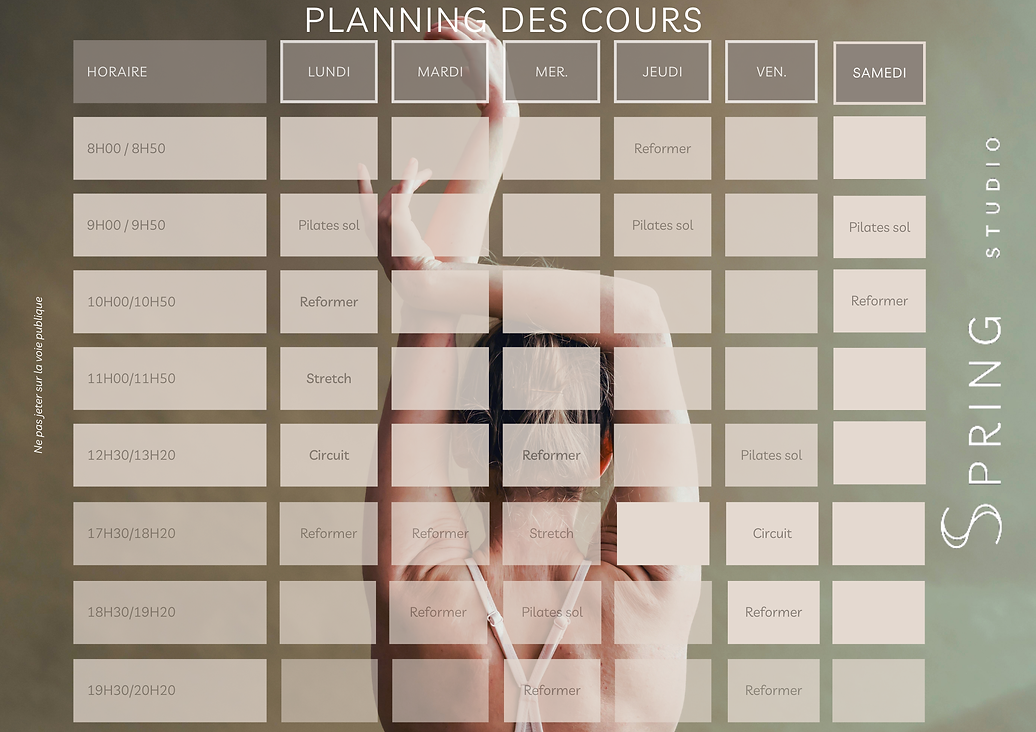 planning de cours @spring studio