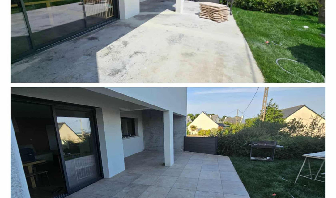 Carrelage extérieur antidérapant posé sur terrasse à Plérin