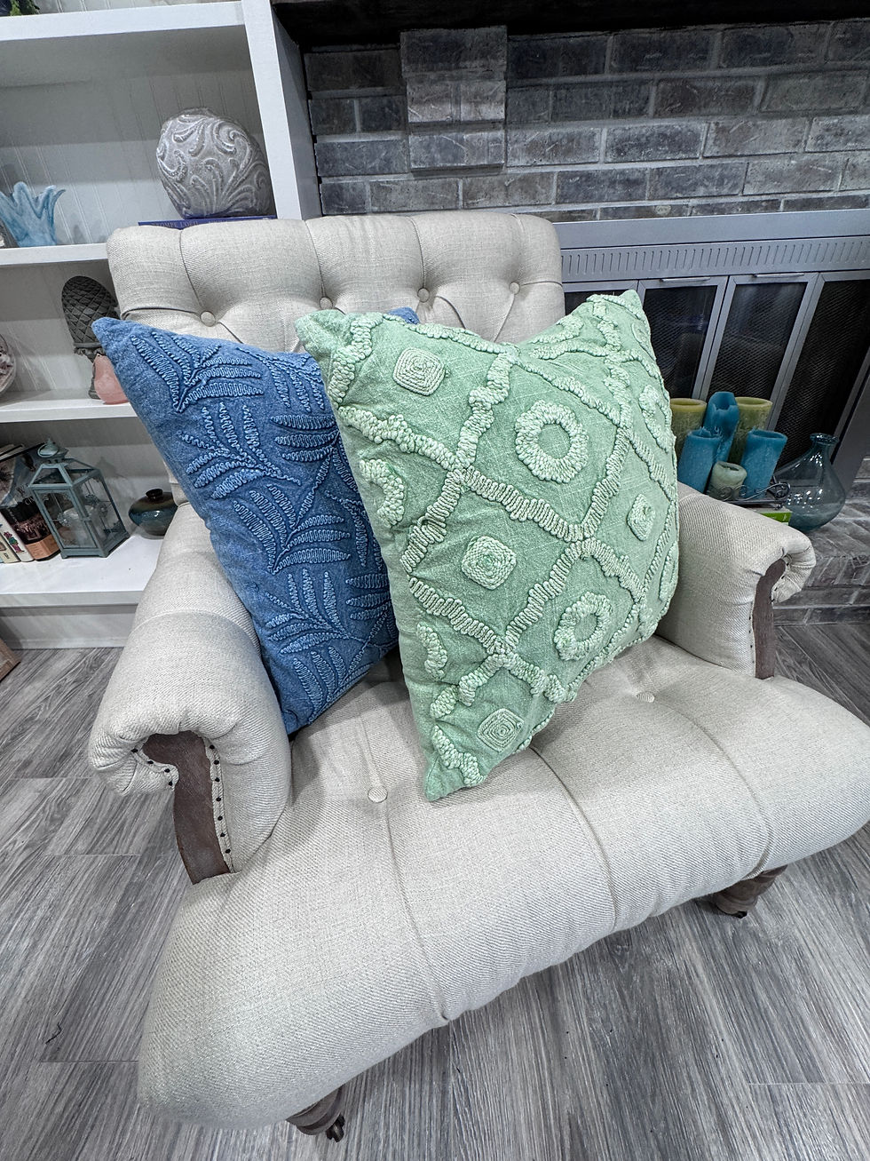Thumbnail: Emroidered Blue Accent Pillow