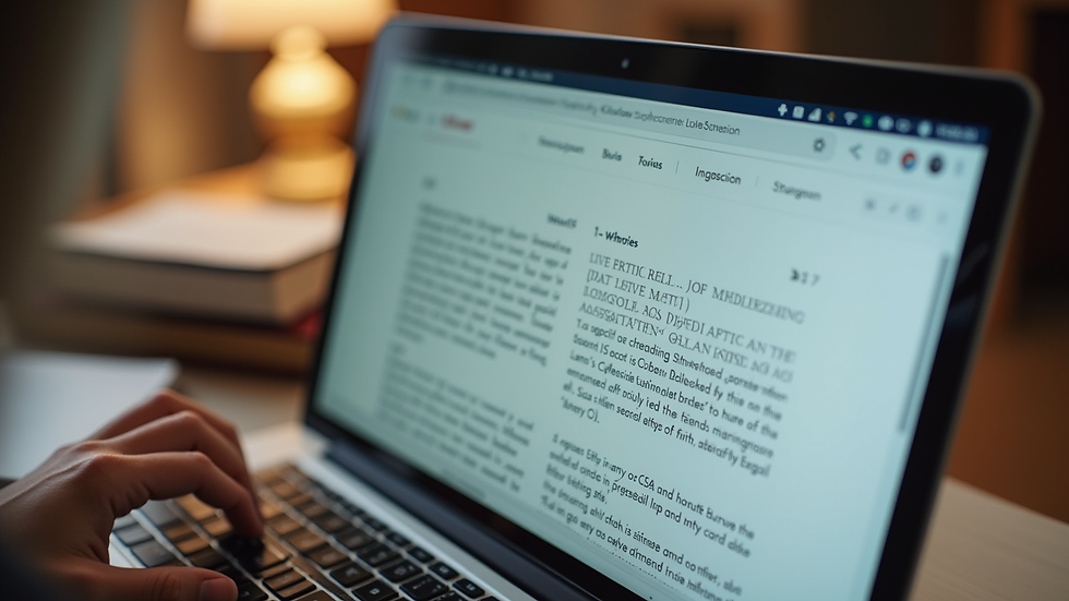Close-up view of a laptop screen showing book reviews