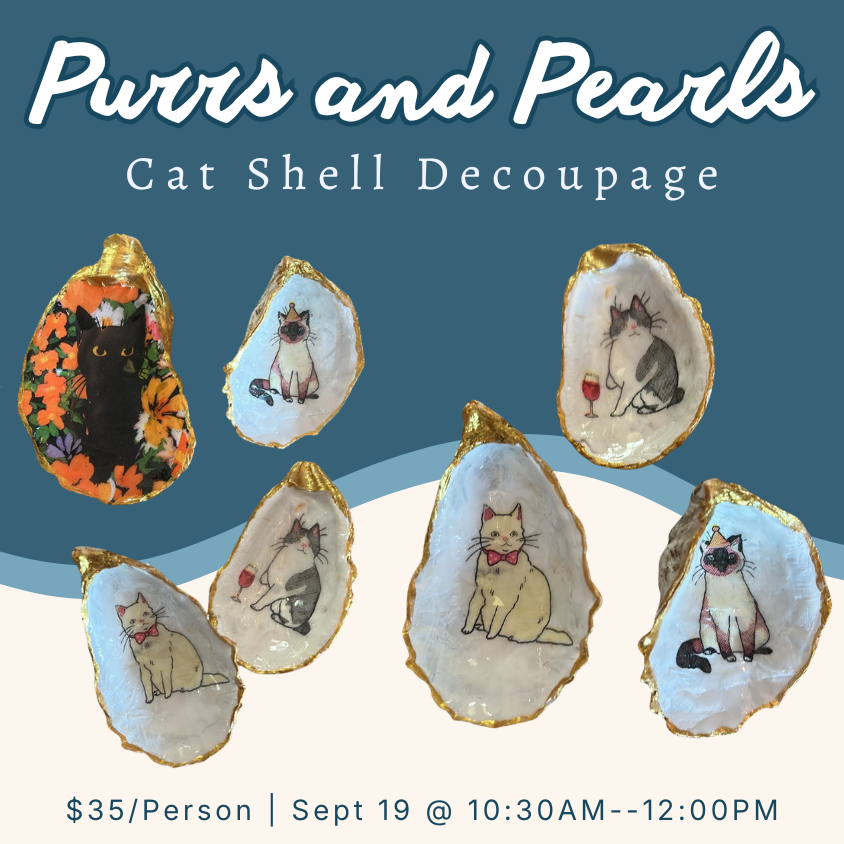 Purrs & Pearls: Cat Shell Decoupage
