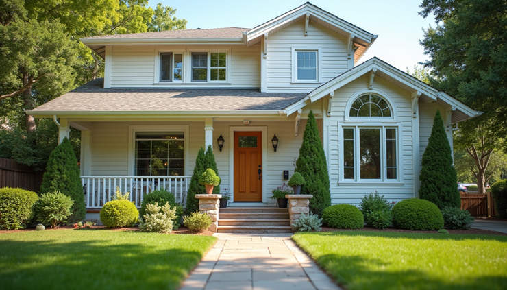 Eye-level view of a renovated house ready for sale