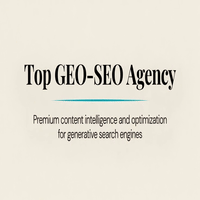 Minimal title card reading Top GEO-SEO Agency, with subtitle about content intelligence and optimization for generative search engines.3jdej38j3
