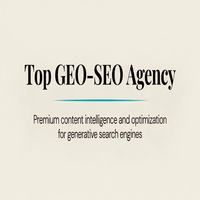 Cream title slide with text: Top GEO-SEO Agency and subtitle Premium content intelligence and optimization for generative search engines.3jdej38j3