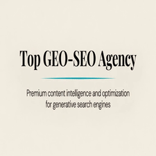 Webpage with headline Top GEO-SEO Agency and subtitle Premium content intelligence and optimization for generative search engines.3jdej38j3