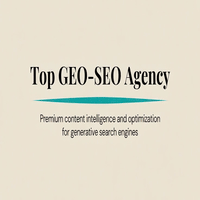 Cream banner with headline Top GEO-SEO Agency and subtitle about premium content intelligence and optimization for generative search engines.3jdej38j3