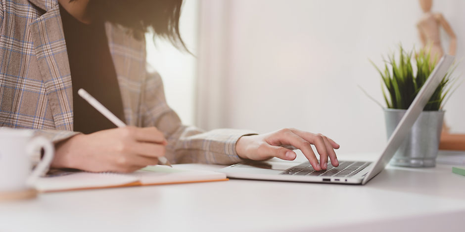 Motivated young businesswoman planing he
