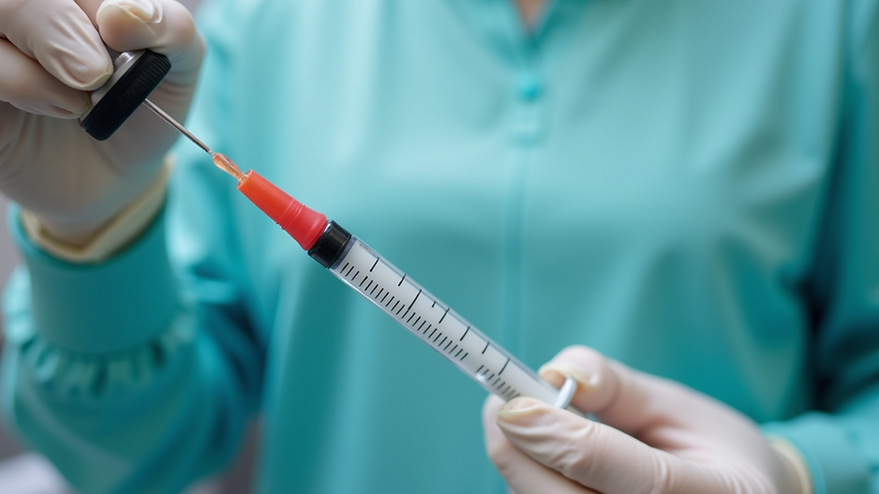 Close-up view of a dental syringe ready for injection