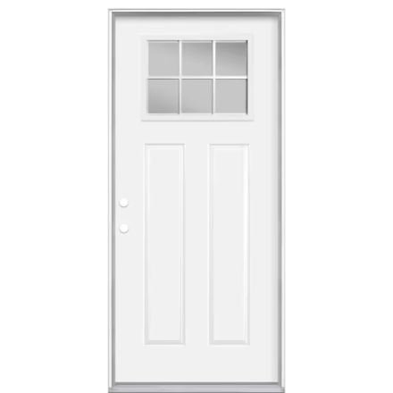 CRAFTSMAN 6-LITE CLEAR PRIMED STEEL PREHUNG FRONT DOOR RH 32x80x4-9/16 in
