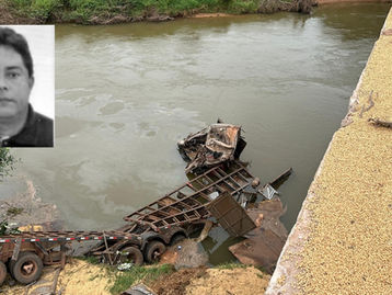 Carreta cai de ponte na MT-344 entre Dom Aquino e Jaciara; motorista é encontrado sem vida
