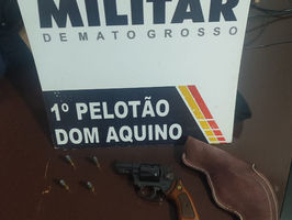 Polícia apreende arma de fogo em abordagem na MT-260, em Dom Aquino