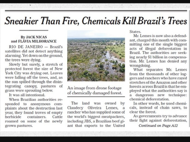 Desmatamento químico em MT é destaque no The New York Times