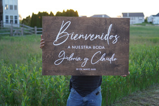 Hand Painted Wedding Sign on Wood