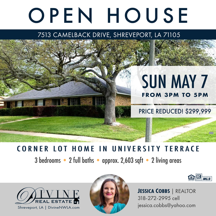 Open House post showing corner lot.