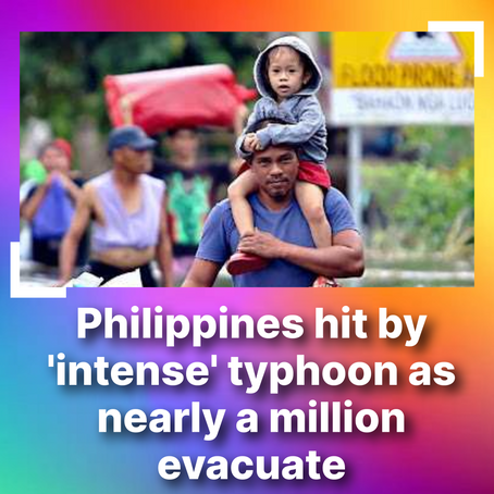 Philippines hit by 'intense' typhoon as nearly a million evacuate