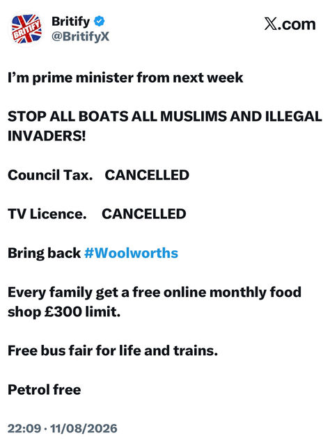 I’m prime minister from next week ..