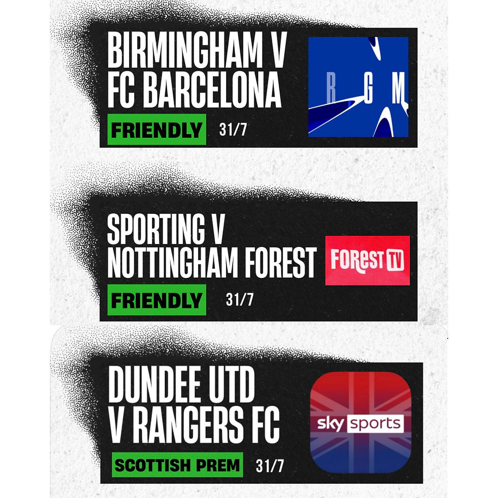 Good night of footy tonight .. #BCFC V #BARCA
#SPORTING V #NFFC
#DUNDEEUNITED V #RANGERSFC