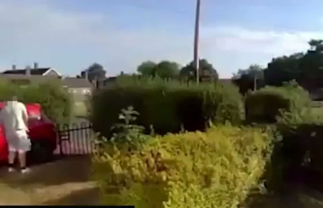 WATCH๐: CCTV of the Widdecombe murderer leaving his house at 7:51am on Wednesday carrying what appears to be a wooden stick.