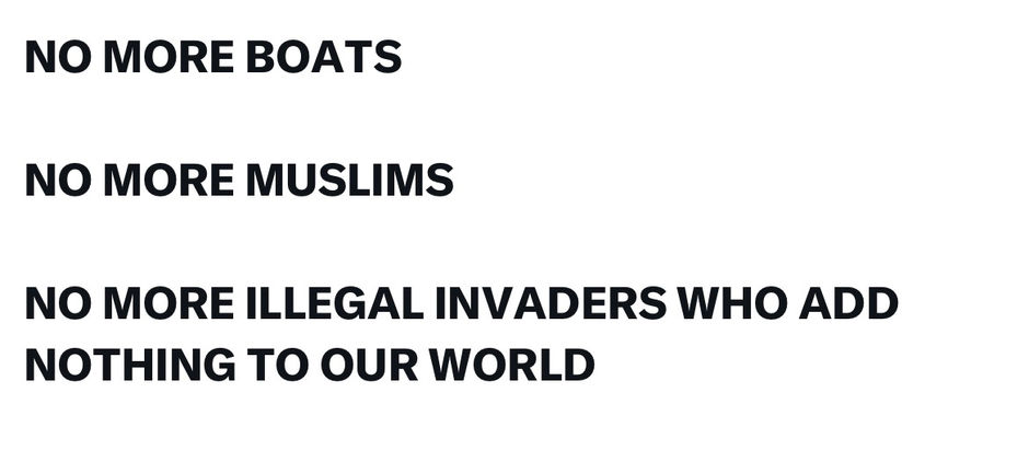 NO MORE MOSQUES NO MORE BOATS NO MORE MUSLIMS  NO MORE ILLEGAL INVADERS WHO ADD NOTHING TO OUR WORLD #JobDone.