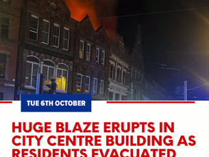 A huge blaze erupted in a UK city centre with residents being forced to evacuate from their homes.