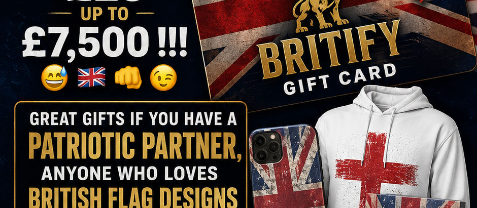 e-gift cards available now on the website! £25 up to £7,500 !!! 😅🇬🇧👊😉 Great #Gifts if you have a patriotic partner, anyone who loves #British flag designs St George etc