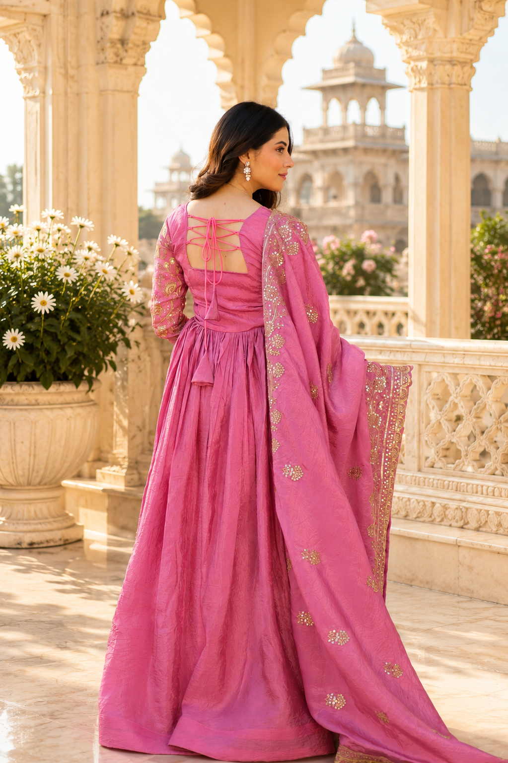 Embroidered Party Wear Gown with Dupatta