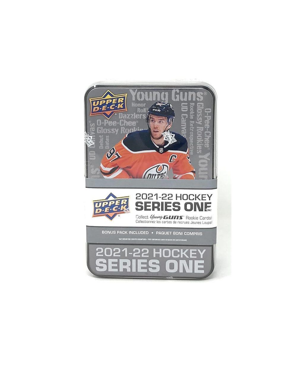 Upper Deck 2021-22 Series 1 Hockey Collectors Tin (9 Packs of Hockey Cards)