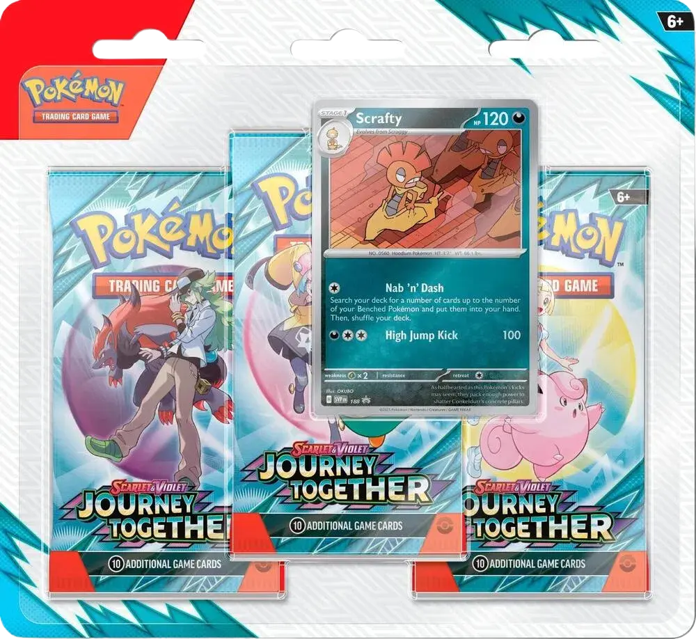 Pokemon Journey Together 3 Pack Blister [Scrafty]